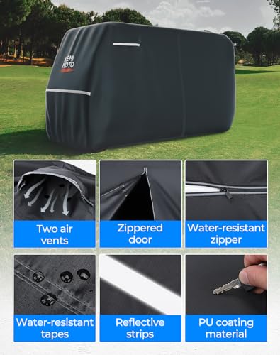 KEMIMOTO Waterproof 6-Seater Golf Cart Cover Black 145"L x 48"W x 66"H, Rain & Wind Resistant