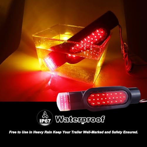Boat Trailer Guide-On Post Light Set Black Waterproof 24LED Turn Signal Brake Lights