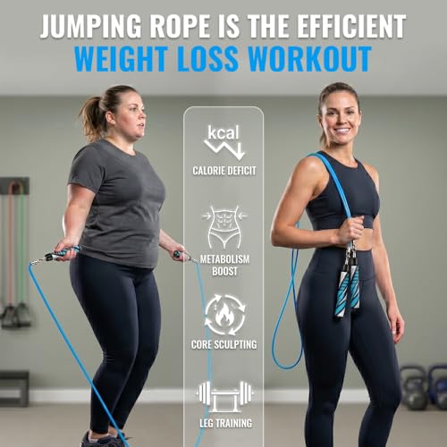Inky 9'2" Weighted Jump Rope for Men Women, Interchangeable 1/6lb-1/2lb, Adjustable Tangle-Free Fitness Rope