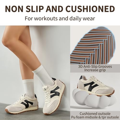 Somiliss Wide Toe Box Breathable Non-Slip Walking Sneakers for Women 7.5 Black