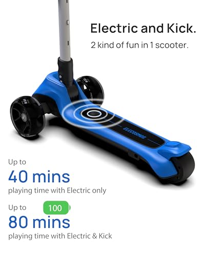 Kids Electric Scooter Blue with Light Up 3-Wheeled Design & Adjustable Height