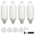 Boat Bumpers Fenders 6.5 x 23 Inches White - Marine Docking Protection Kit with Ropes & Pump