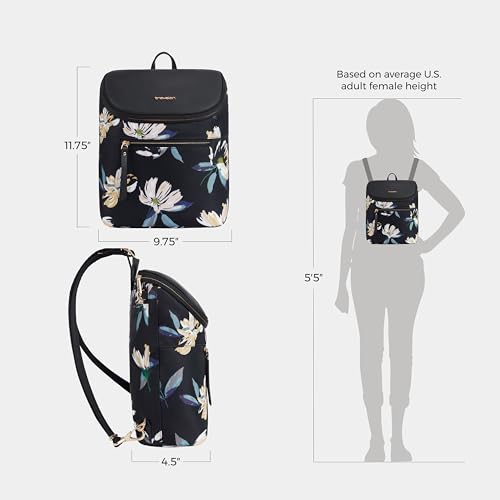 Travelon Anti-Theft Addison Backpack Midnight Floral - Secure Daypack for Travel & Urban Use