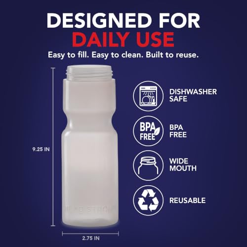 50 Strong 22 oz Bulk Water Bottles - Clear, 24-Pack Sports Squeeze