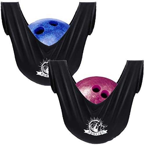 2 Pcs Washable Bowling Ball Cleaner Bags with Towels - Black