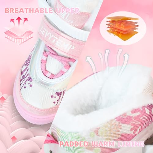 Pink Adjustable Kids Ice Skates with Fleece Lining & Snowflake Pattern - Medium (US 13C-3Y) Big Kids