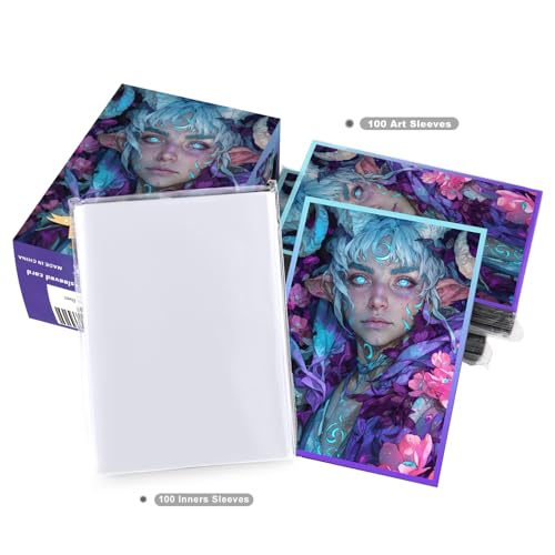 MTG Card Sleeves Set - 100 Textured Back Art Sleeves for Standard Cards
