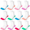 Girls Crew Socks 7-10 Years - Kids Athletic Socks for Girls 1-14 Years - White
