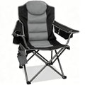 Colorsoul Oversized Camping Chair Black Full Padding with Cup Holder & Cooler Bag