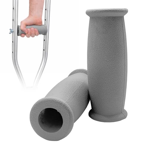 Replacement Hand Grips for Crutches - 2 Pack, Rubber, Gray