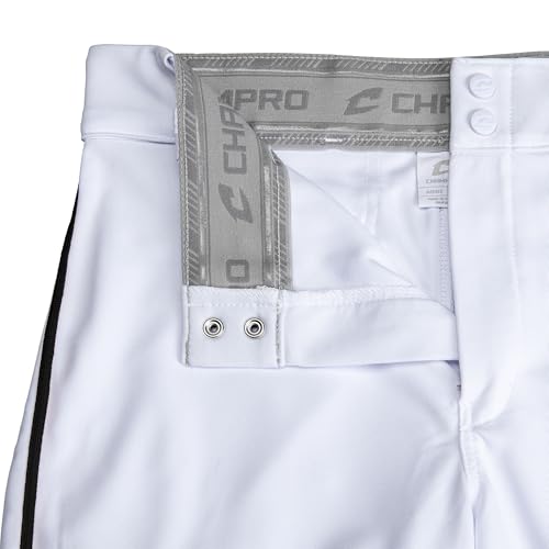 Unisex Baseball Pants with Braid - Triple Crown 2.0 Tapered Bottom, Medium, White/Black