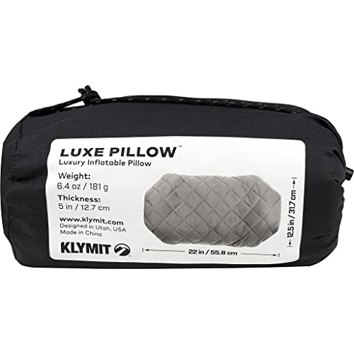 Travel Pillow - Klymit Luxe Lightweight Inflatable Support for Camping & Airplane