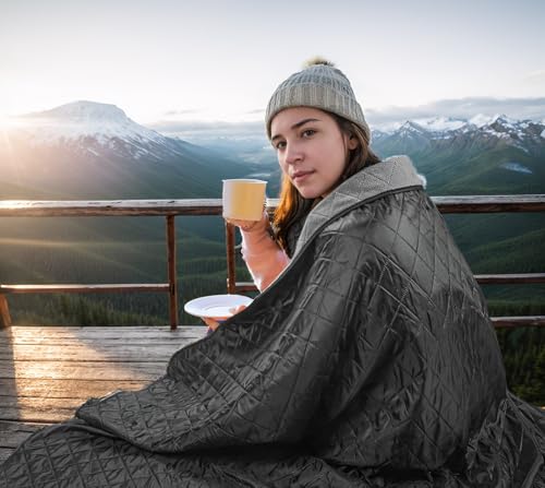 Wind Tour Warm Polar Fleece Blanket for Outdoor & Beach Picnic Black