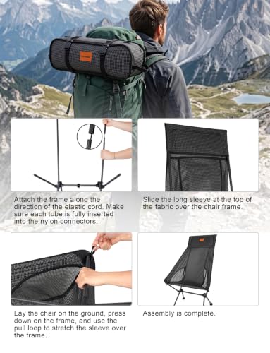 Msnaile High Back Camping Chair with Carbon Fiber Frame & Dyneema Fabric - Lightweight, Water-Resistant, Plaid Variant
