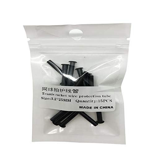 Mike-Tennis Grommets Universal Tennis Racket 3.2x25mm Grommets Eyelets Replacement Accessories Gear Equipment - Black 15pcs/Pack