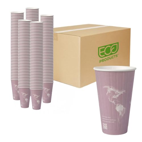 Eco Products World Art 16 oz Disposable Insulated Coffee Cups - 600 Pack