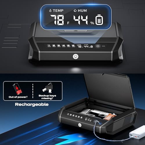 TOPMEDA 270 cu in Biometric Gun Safe with LCD Display, Fast Access, Keypad & Rechargeable Battery