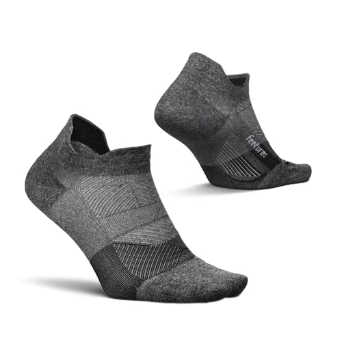 Feetures Elite Ultra Light No Show Tab Ankle Sock Large Gray 1 Pack