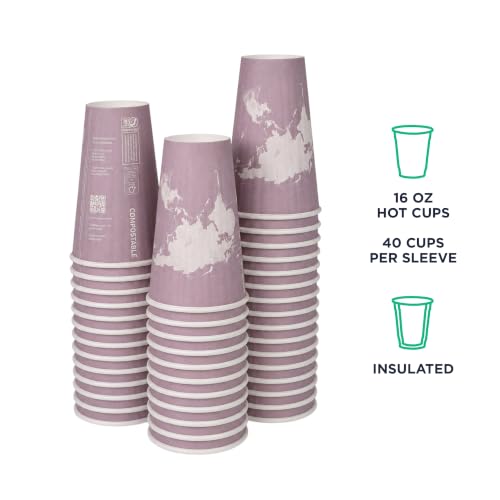Eco Products World Art 16 oz Disposable Insulated Coffee Cups - 600 Pack