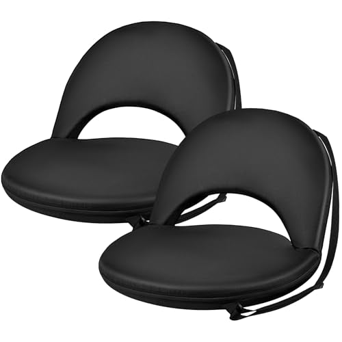 VSTKEN 2 Pack XXL Reclining Stadium Seats with Back Support, Portable Floor Chairs