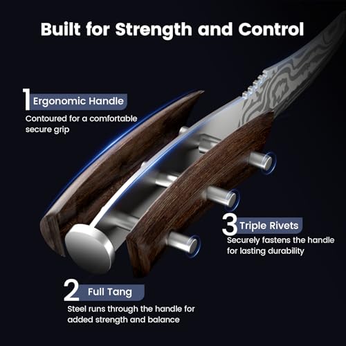 SYOKAMI Steak Knife Set of 6 - Portable Leather Roll & Sheaths, Non-Serrated Edges