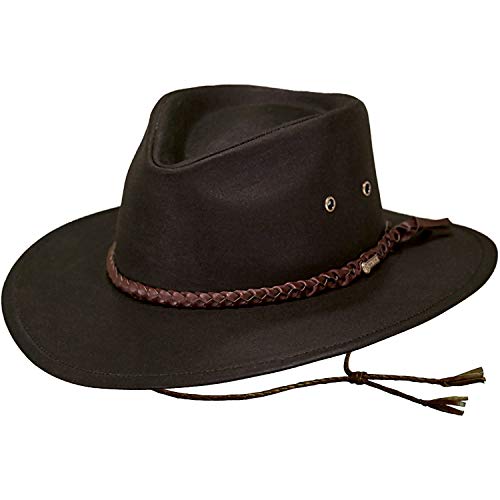 Unisex Western Oilskin Hat - Large Brown Waterproof Breathable Cotton - Outback Trading