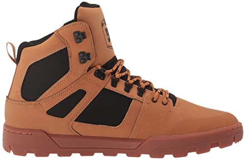 DC Men's Pure High-Top Water Resistant Boot Skate Shoe WHEAT/BLACK 8