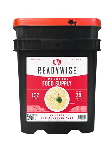 ReadyWise Emergency Food Supply Survival Bucket - 132 Servings, Just Add Water, Long Shelf Life