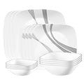 Corelle Urban Arc 16-Piece Dinnerware Set for 4 - Chip & Break Resistant White Plates & Bowls