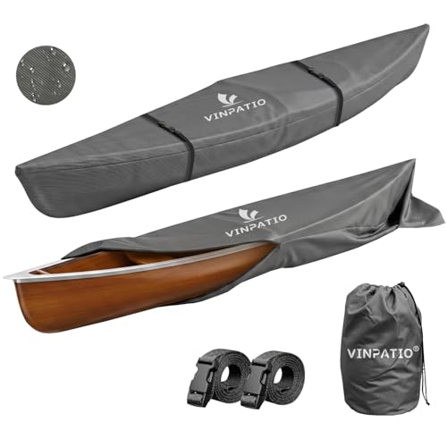 16ft Kayak Cover Waterproof Full Coverage Canoe Cover with Zipper Heavy-Duty UV Protection