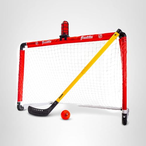 Franklin Sports Mini Hockey Goal Set - NHL Light Up Knee Hockey Goal and Stick Set with Hockey Ball - Perfect for Indoor Floor Hockey and Knee Hockey, Red, 36" L x 36" W x 24" H