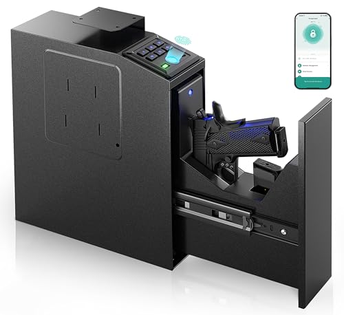 ORARAER Solid Black Biometric Wall Safe with 4 Unlock Methods - Mountable Home & Office Security Safe