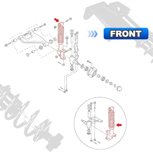 AUTOBABA Red Front Shock Absorbers with Springs for Yamaha G29 Golf Cart