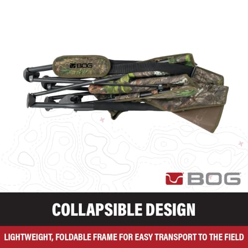 BOG Low Profile Turkey Ground Blind Chair with Rugged Aluminum Frame - Quiet Setup, Breathable Textilene Fabric, Extended Seat, Carry Bag for Hunting & Outdoors