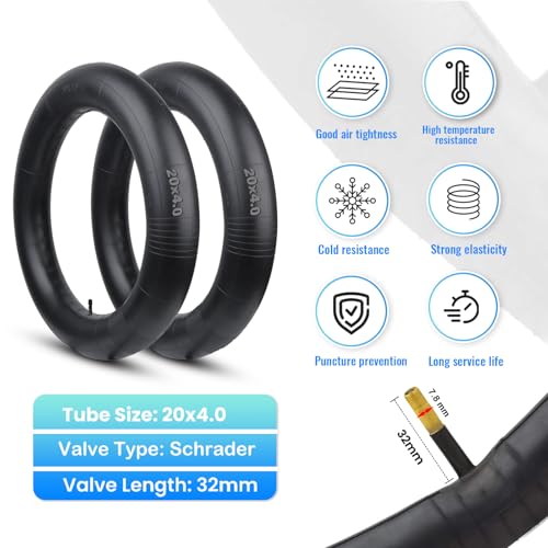 20x4.0 Inch Fat Tire Set for E-Bikes - Includes 2 Tires, 2 Tubes & Levers - All-Terrain Replacement for Hycline Ebike