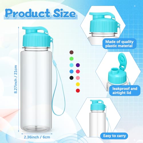 20 Pack Plastic Water Bottles - 17 oz Assorted Colors, Leakproof Flip Top