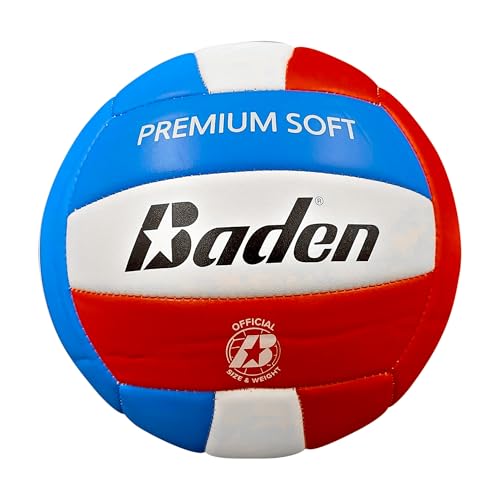 Baden Official Size Soft Synthetic Volleyballs Set with Pump - 6 Pack for Indoor & Outdoor Play
