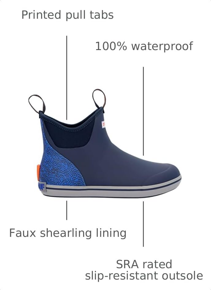 XTRATUF Men's Trolling Pack Fleece-Lined Ankle Deck Boots - Blue Variation 13