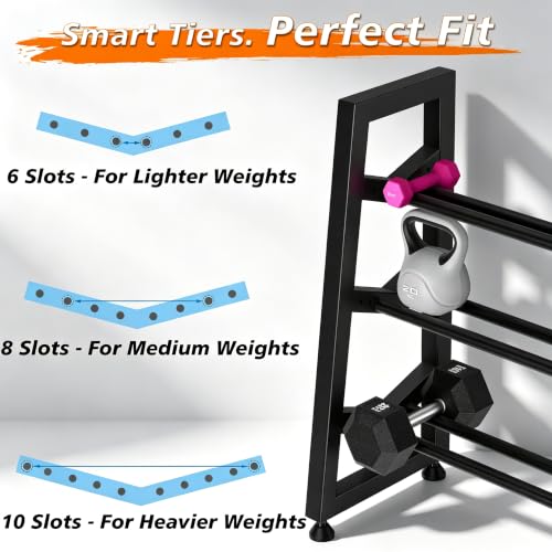 Adjustable 3-Tier Dumbbell Rack for Home Gym Storage - Heavy Duty Steel
