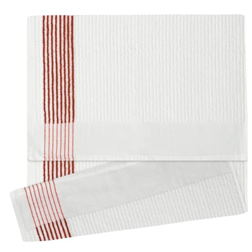 Extra Large Golf Towel 22x44 Inches White Red Stripes Cotton Polyester Blend - Caddy Towel