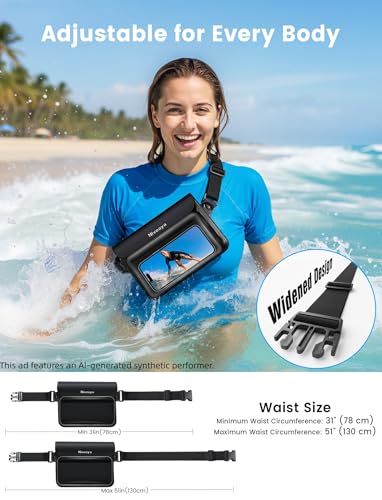 Floating Waterproof Fanny Pack for Phone, Passport & Cash - Black & Green