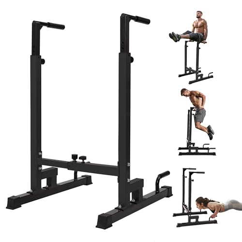 Yes4All Black Adjustable Dip Stand with Push-Up Handles, 500 lb Capacity