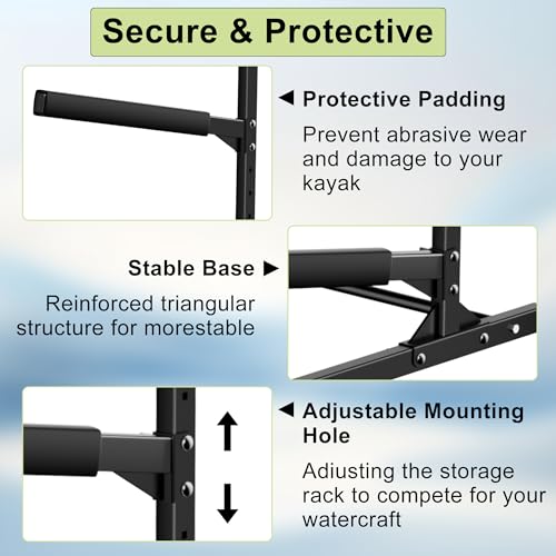 3-Tier Kayak Storage Rack Garage Stand Supports 300 lbs Black Steel