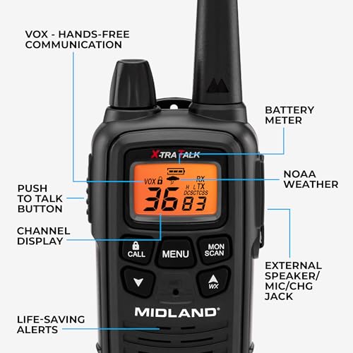 3 Pack Long Range Walkie Talkies with NOAA Weather Alerts - Black