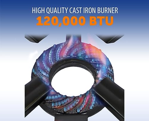 Flame King 120K BTU Heavy Duty Propane Burner for Turkey Fryer & Outdoor Cooking