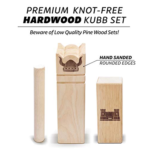 Kubb Yard Game Set - Regulation Size with Natural Hardwood - Outdoor Lawn Game