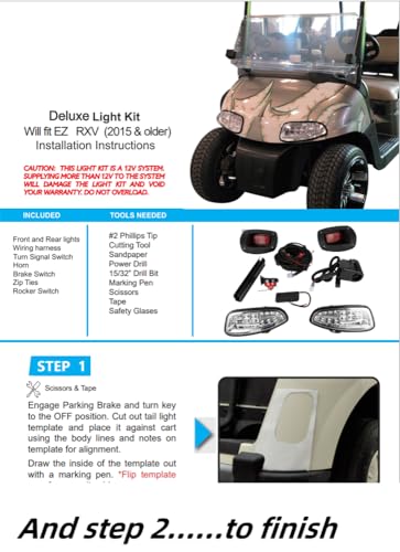Golf Cart LED Light Kit for EZGO RXV 2008-2015 Street-Legal Upgrade