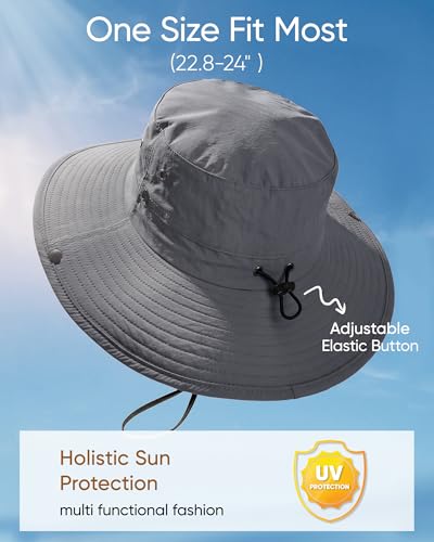 Men's Wide Brim Sun Protection Bucket Hat - Dark Gray