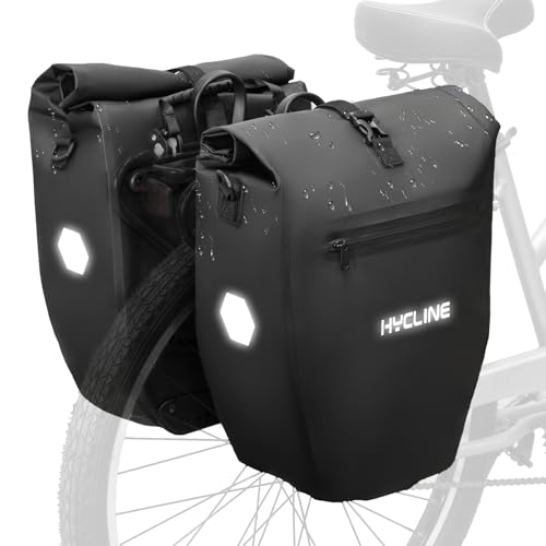 Hycline 2-Pack Waterproof Bicycle Panniers Bags 28L Rear Rack Storage