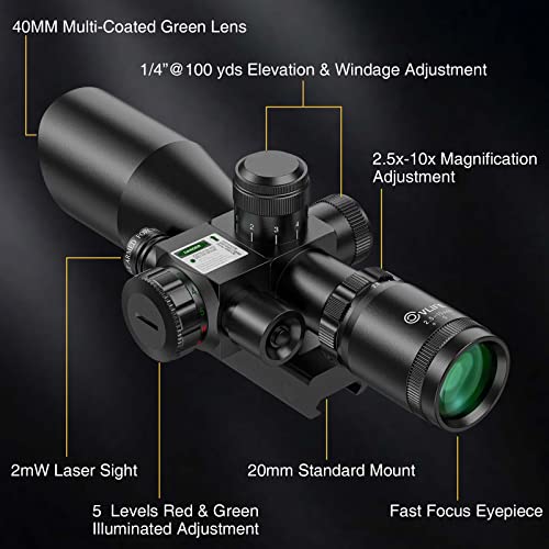 CVLIFE 2.5-10x40 Green Illuminated with 20mm Mount